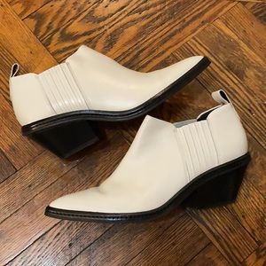 Via Spiga white leather booties